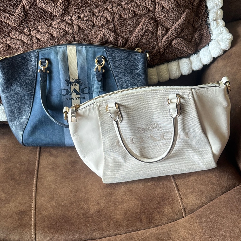 BUNDLE DEAL!!!!!!!!!!!         Two Coach Women's Navy and Beige Tote Bags